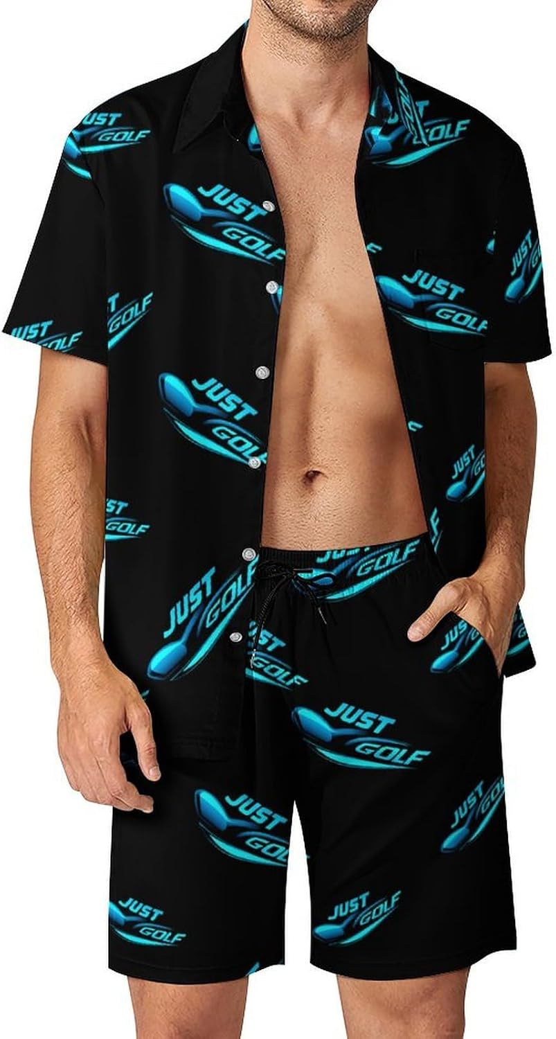 Just Golf Summer Mens Vacation Outfits Beach Shirts Shorts Matching Set