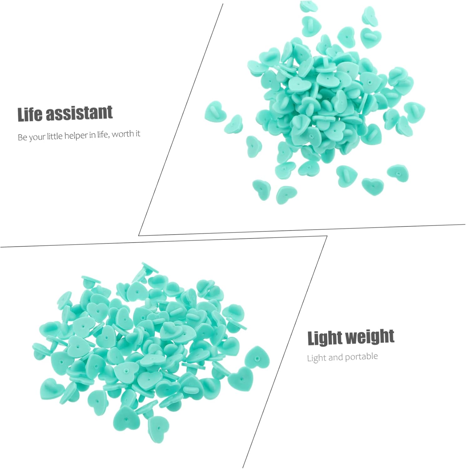 TEHAUX Easy Install Heart Shaped Pin Backs 100 Pcs Badges Backing Clasp for Jewelry Making