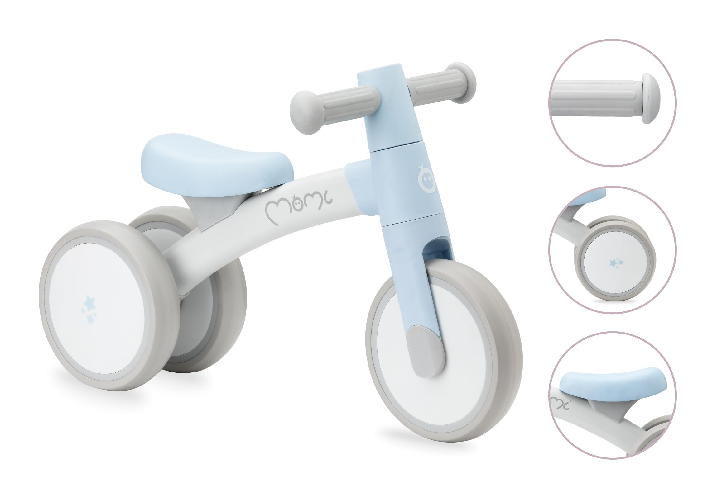Triciclo senza pedali per bambini MoMi TEDI per bambine e bambini (peso massimo 25 kg), mini bicicletta senza pedali con ruote in plastica resistenti alla foratura, telaio in metallo leggero - 1,2 kg