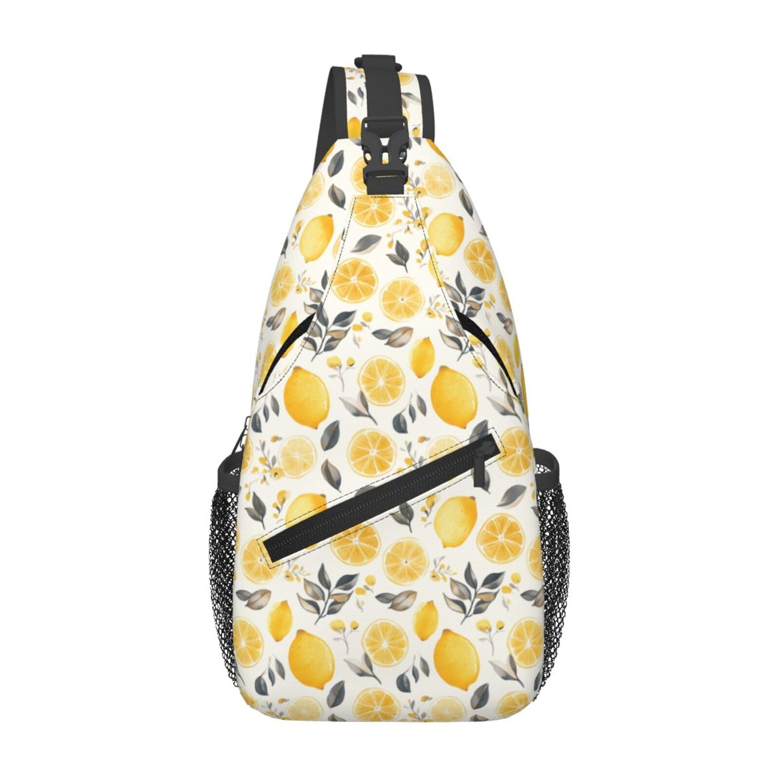 SUPLUCHOM Sling Bag Lemon Watercolor Fruit Hiking Daypack Crossbody Shoulder Backpack Travel Chest Pack for Men Women