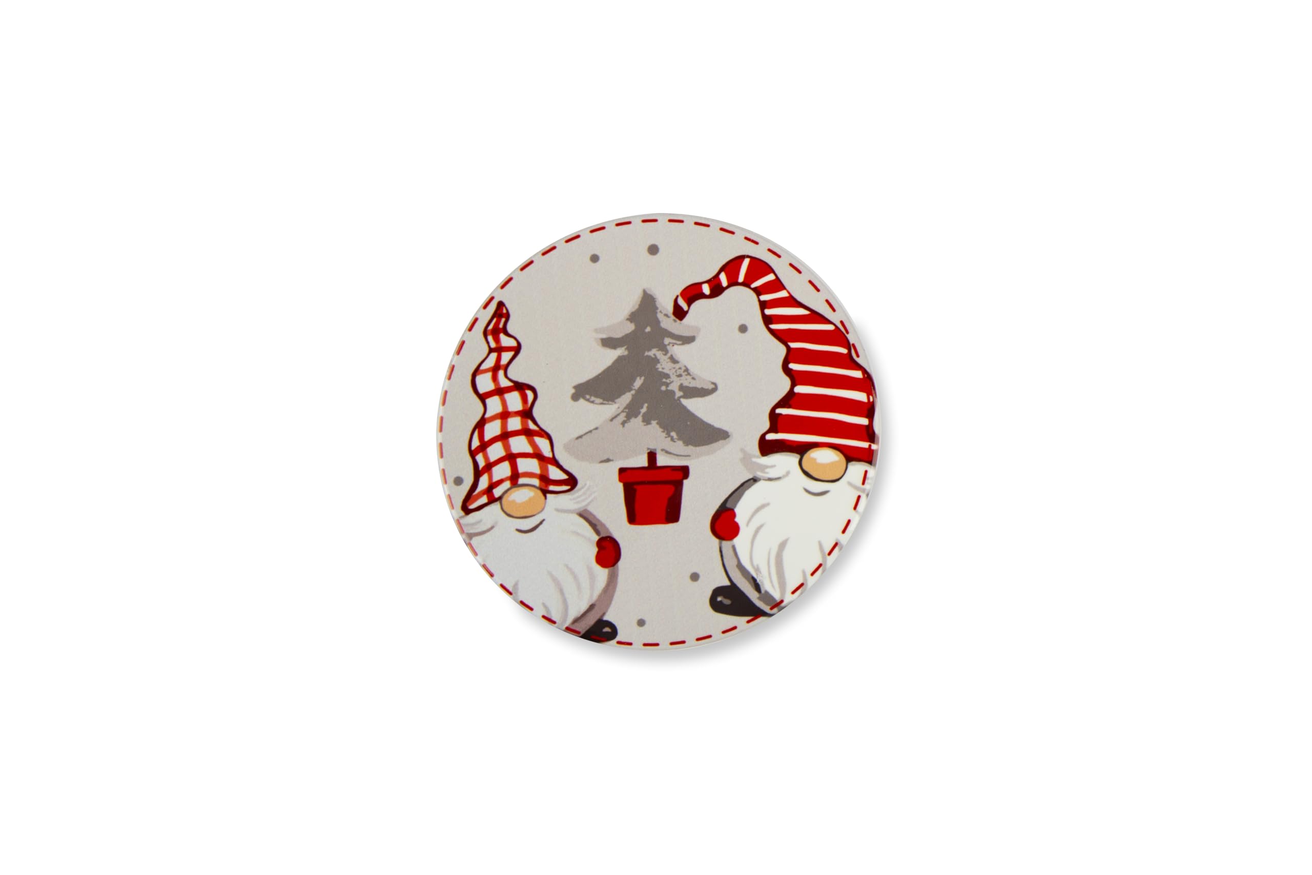 Excelsa Gnomo Set 6 Sottobicchieri, Ceramica, Base in Sughero, Diametro 10,5 Cm., Multidecoro
