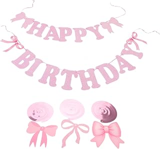 SMASOLO 1 Juego De Guirnaldas Colgantes De Papel con Lazo para Fiesta, Decoración De Cumpleaños para Niñas, Hermosas Decoraciones para Fiestas Temáticas.