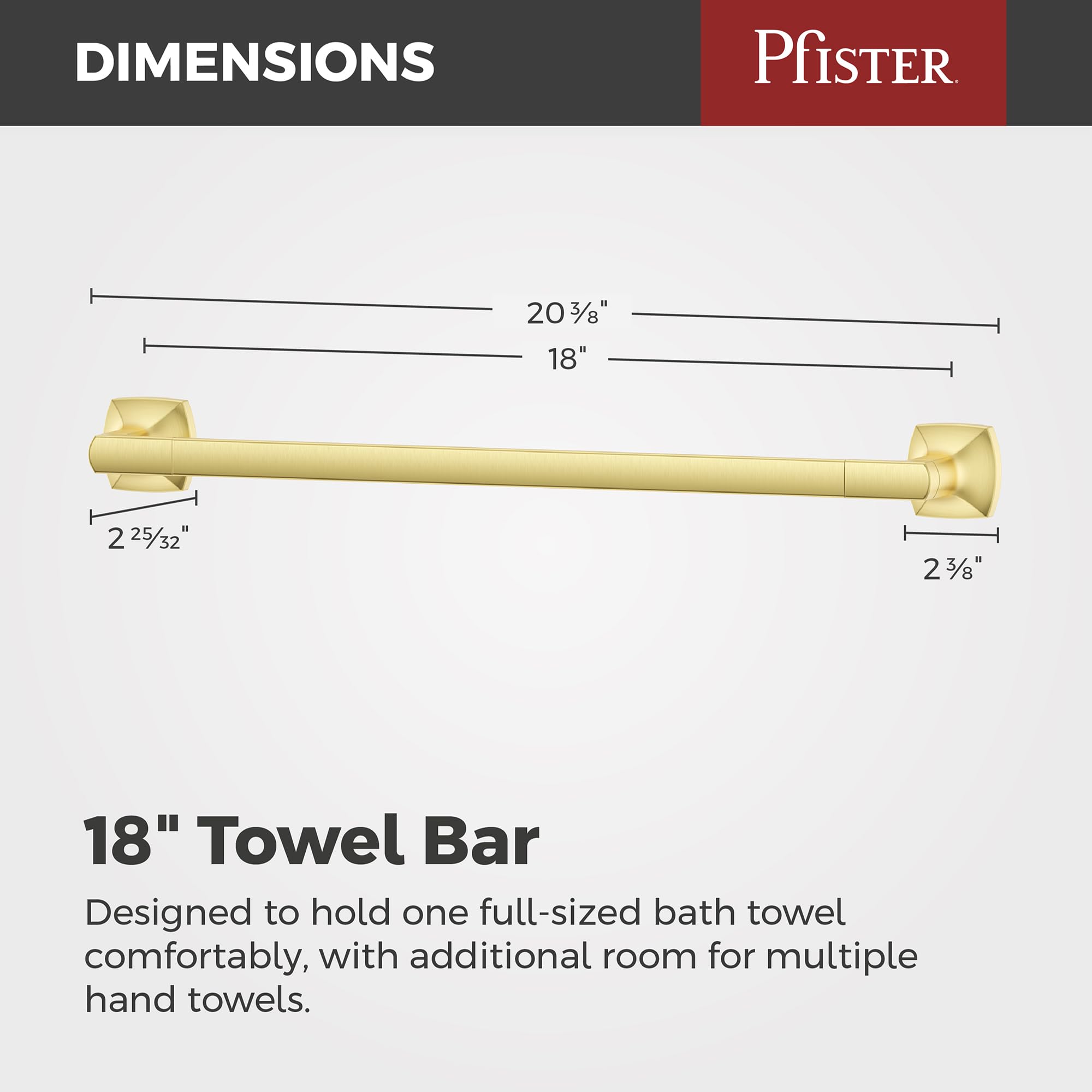 Pfister Vaneri BTBVRI1BG - Barra portasciugamani da bagno, 45,7 cm, montaggio a parete, avvitabile, finitura oro spazzolato
