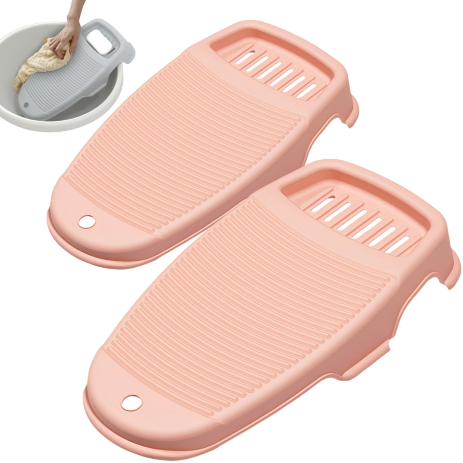 2-Pack Washboards for Hand Washing Clothes, 2 Sizes, Pink | New Updated Washing Boards with Soap Holder and Non-slip Base, 2 Sizes Large Washboard for Laundry, Kitchen Sink-image-10