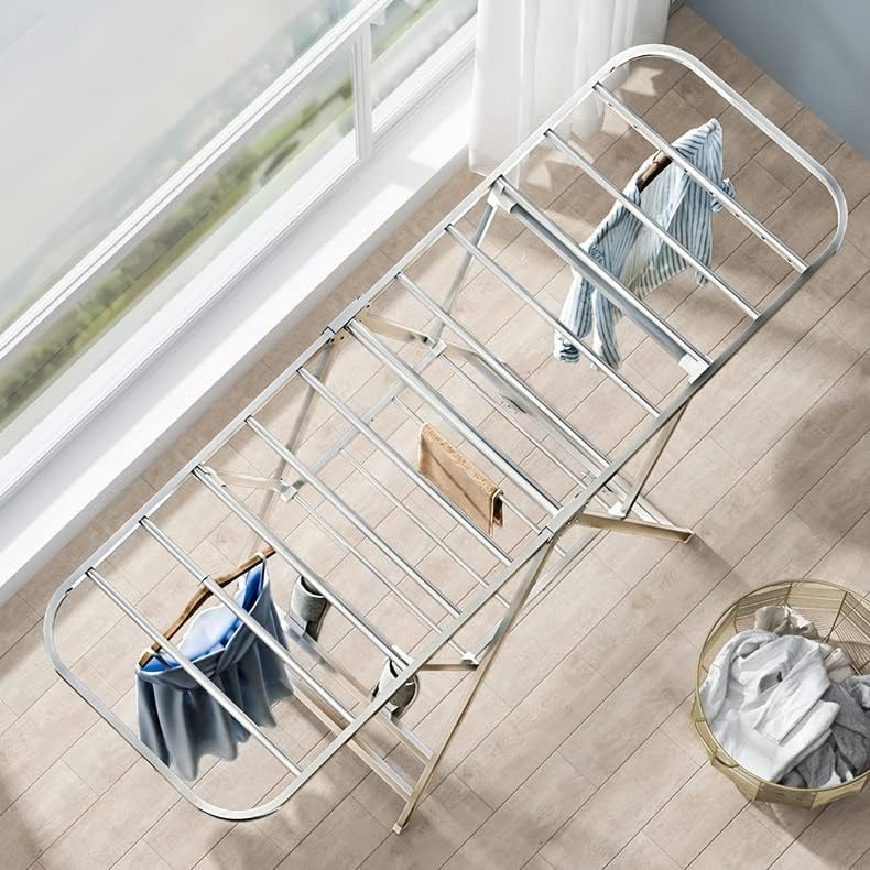 Clothes Drying Rack Clothes Drying Rack, Foldable 2-Level Laundry Drying Rack, Free-Standing Stainless Steel Drying Rack with Height-Adjustable Wings for Clothes, Sheets