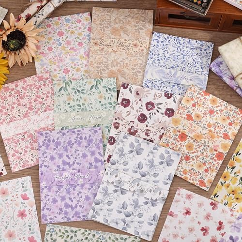 image for emmoolife 180 Sheets Vintage Floral Scrapbook Paper - 9 Themes Aesthet