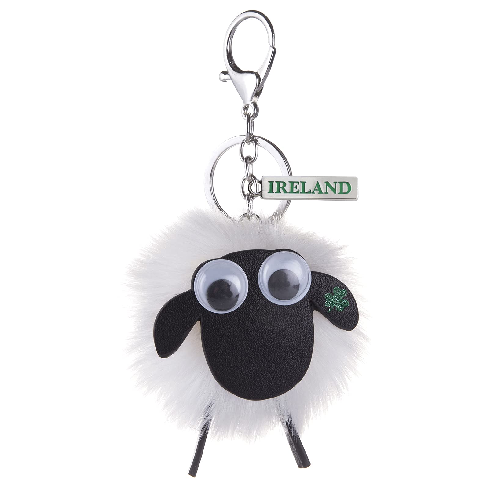 Eurostick Irish Multi Keyring Keychain Ireland Belfast Bagcharm (Irish Sheep Pom Pom White)