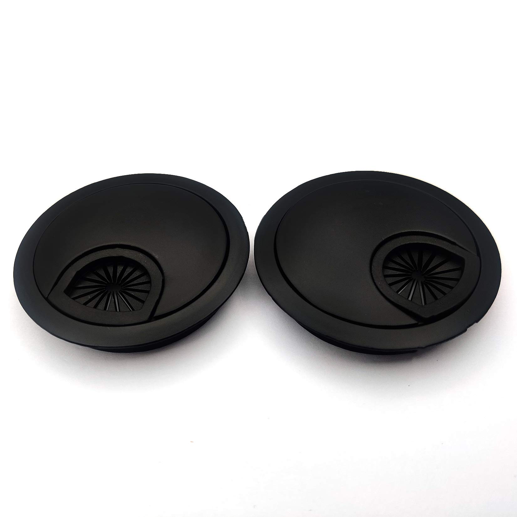 2 x Cable Grommet Desk, Cable Pass Diameter 60 mm, Desk Duct for Desks, Office, Worktops - Black