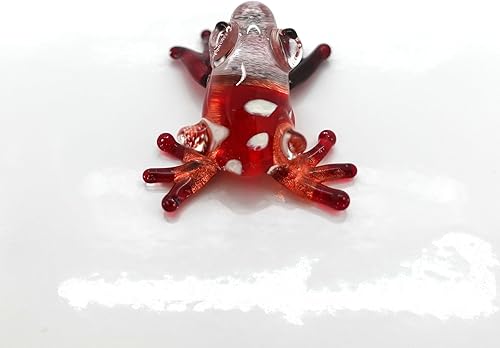 Miniatura 3 de Micro figuras pequeñas de rana soplado a mano, arte de vidrio soplado, reptiles, animales, regalo coleccionable, decoración del hogar (rojo)