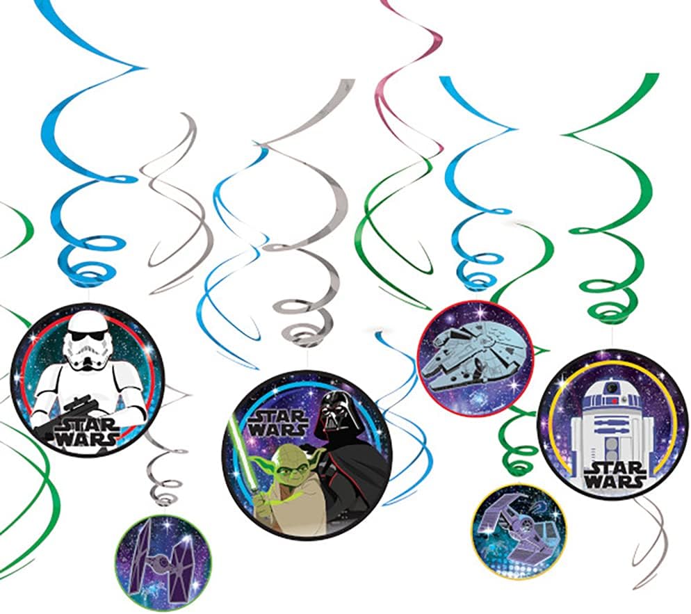 Amscan 671127 Star Wars Galaxy of Adventures Foil Swirl Hanging Decoration, 1 Pack