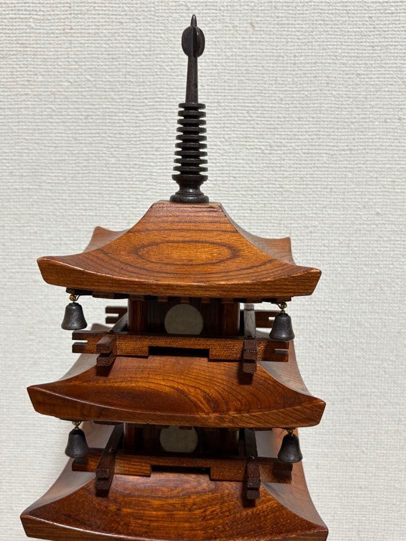 宇】JB101 木彫 五重塔 置物 高さ47cm 【公式通販】