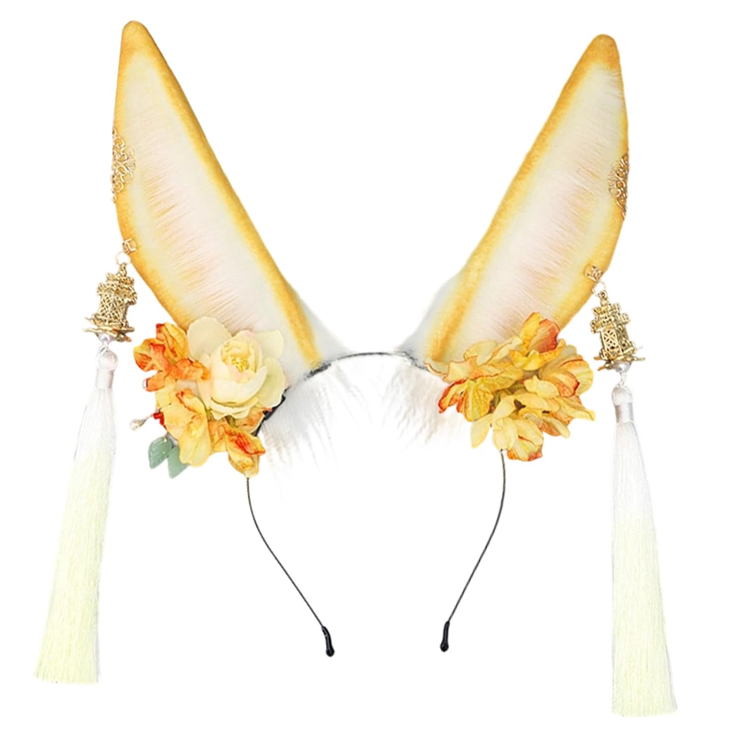 Handcraft Chinese Styled Animal Ears Headband Hair Hoop For Women Girls Cultural Event And Costume Parties(cold lamp Y)