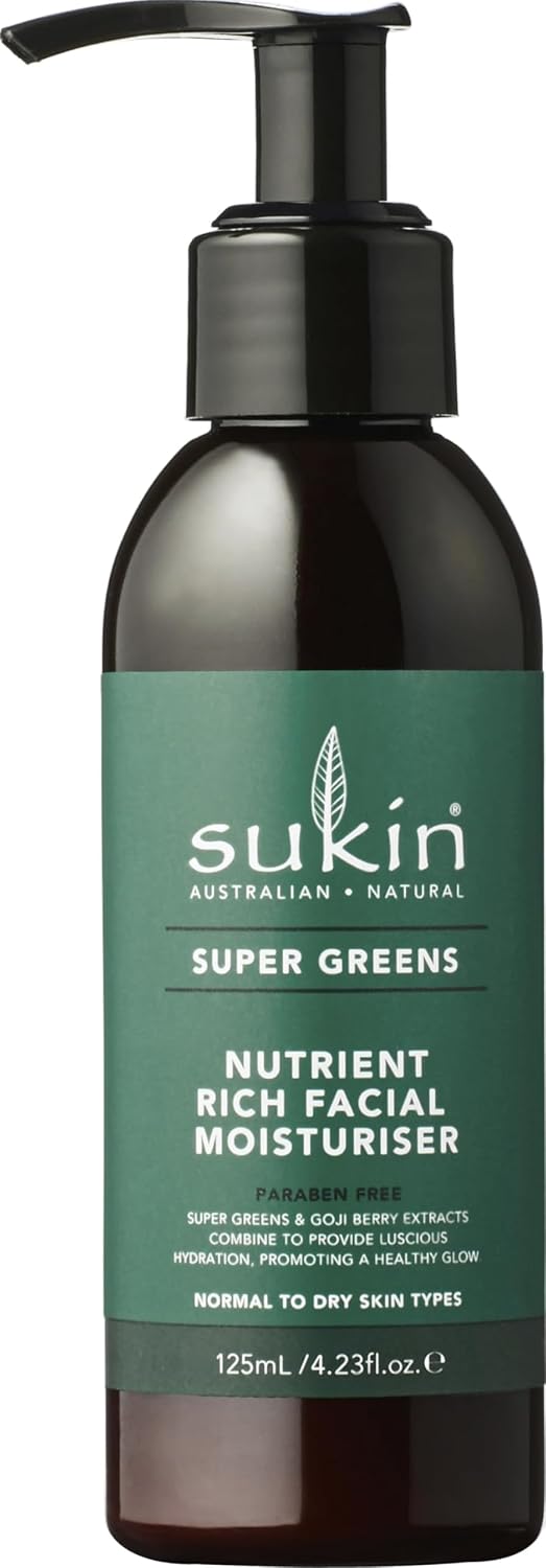 Sukin Super Greens Nutrient Rich Facial Moisturiser, 4.23 Fluid Ounce (Pack of 1)