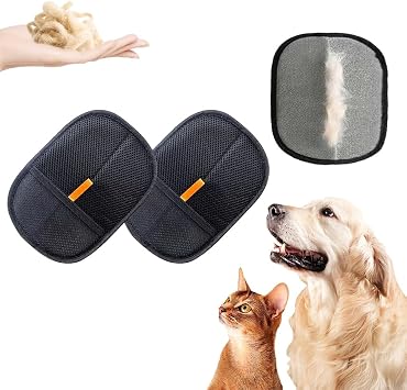 2PCS Pets Hair Removal Gloves, Electrostatic Pet Hair Remover Glove, Washable Double-Sided Dog Grooming Gloves, Reusable Cat & Dog Hair Remover,For Pets Carpet Bed Couch Sheets Clothes