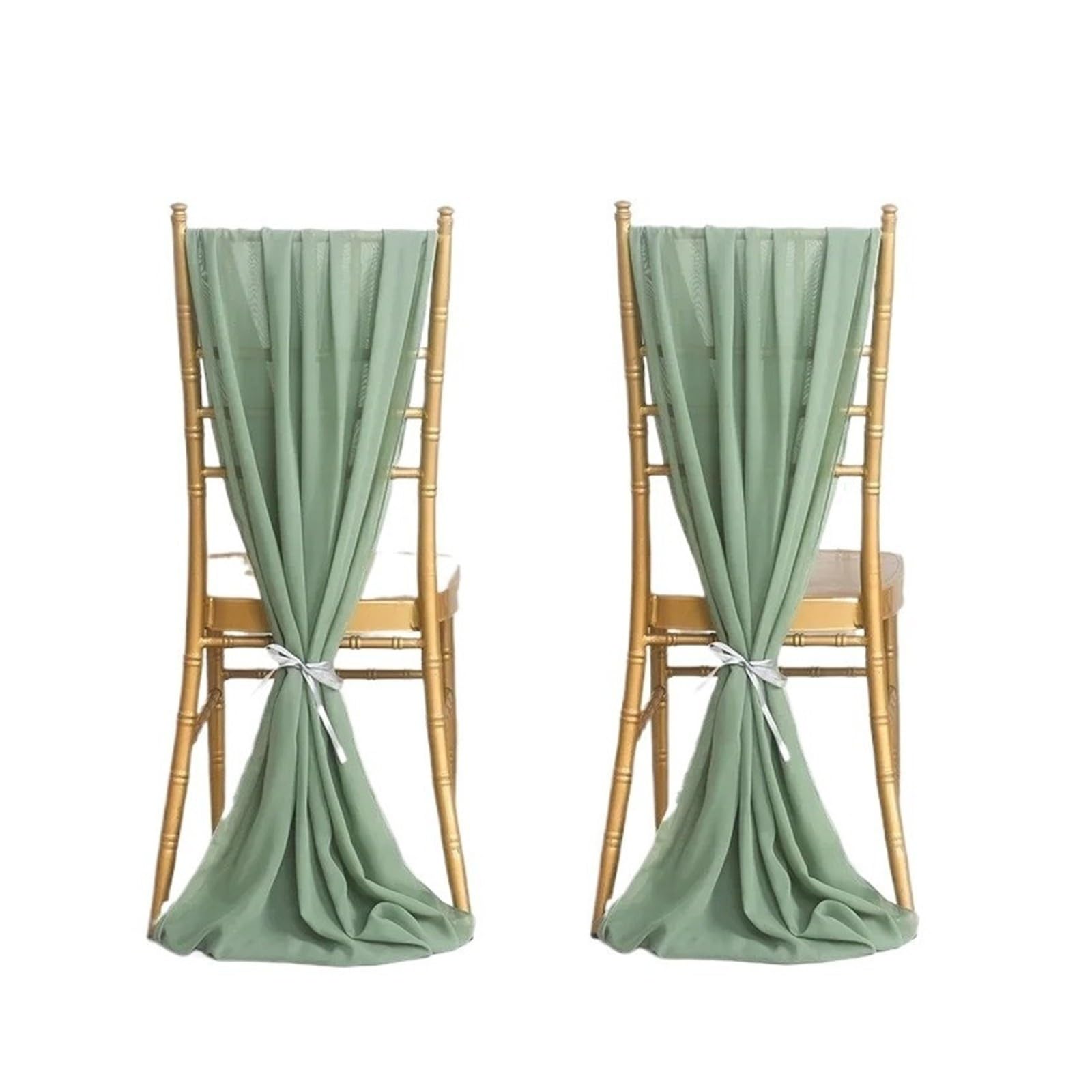 Generico 2PCS Chiffon Stuhl Schärpe Mariage Abdeckung Dekoration Stoff Hochzeit(Sage Green)