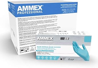 AMMEX Blue Nitrile Disposable Exam-Grade Gloves, 3 Mil, Latex & Powder Free, Food-Safe, Lightly-Textured, Non-Sterile