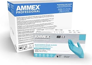 Ammex Blue Nitrile Disposable Exam-Grade Gloves, 3 Mil, Latex & Powder Free, Food-Safe, Lightly-Textured, Non-Sterile