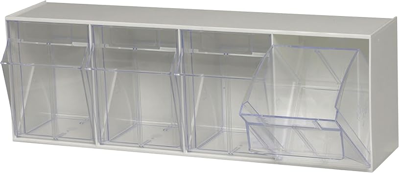 Quantum Storage Tip Out Storage Bin - 6 5/8in. x 23 5/8in. x 8 1/8in. Size, White, 4-Bin System