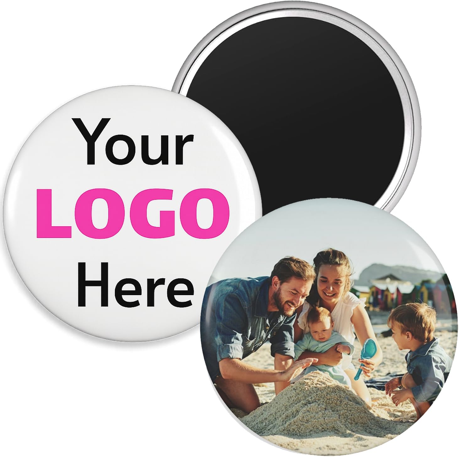 STS Personalized Custom Magnets – 2.25" Round Magnets (Set of 24) – Custom Wedding Favors, Party Favors, Bulk Promotional with Your Photo, Logo or Text