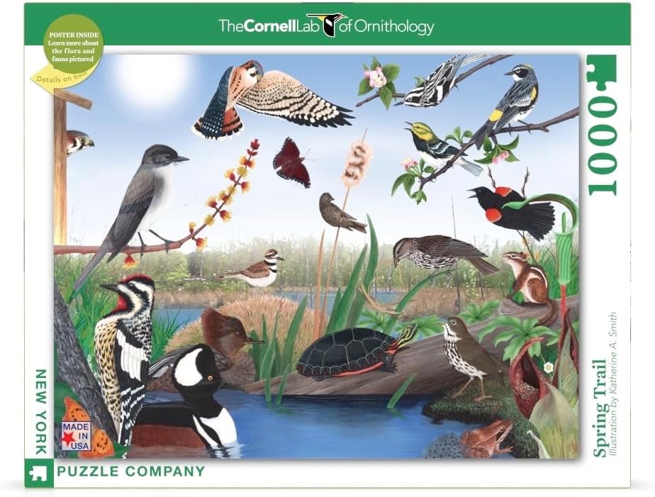 New York Puzzle Company - Cornell Lab Spring Trail - 1000 Piece Jigsaw Puzzle for Family Game Nights by Katherine A. Smith