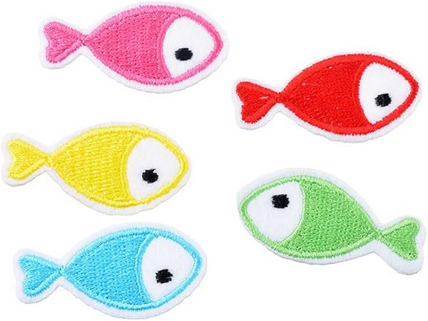 Amazon.co.jp: Souarts 魚 アップリケ アイロン接着 パッチ 飾り 5枚