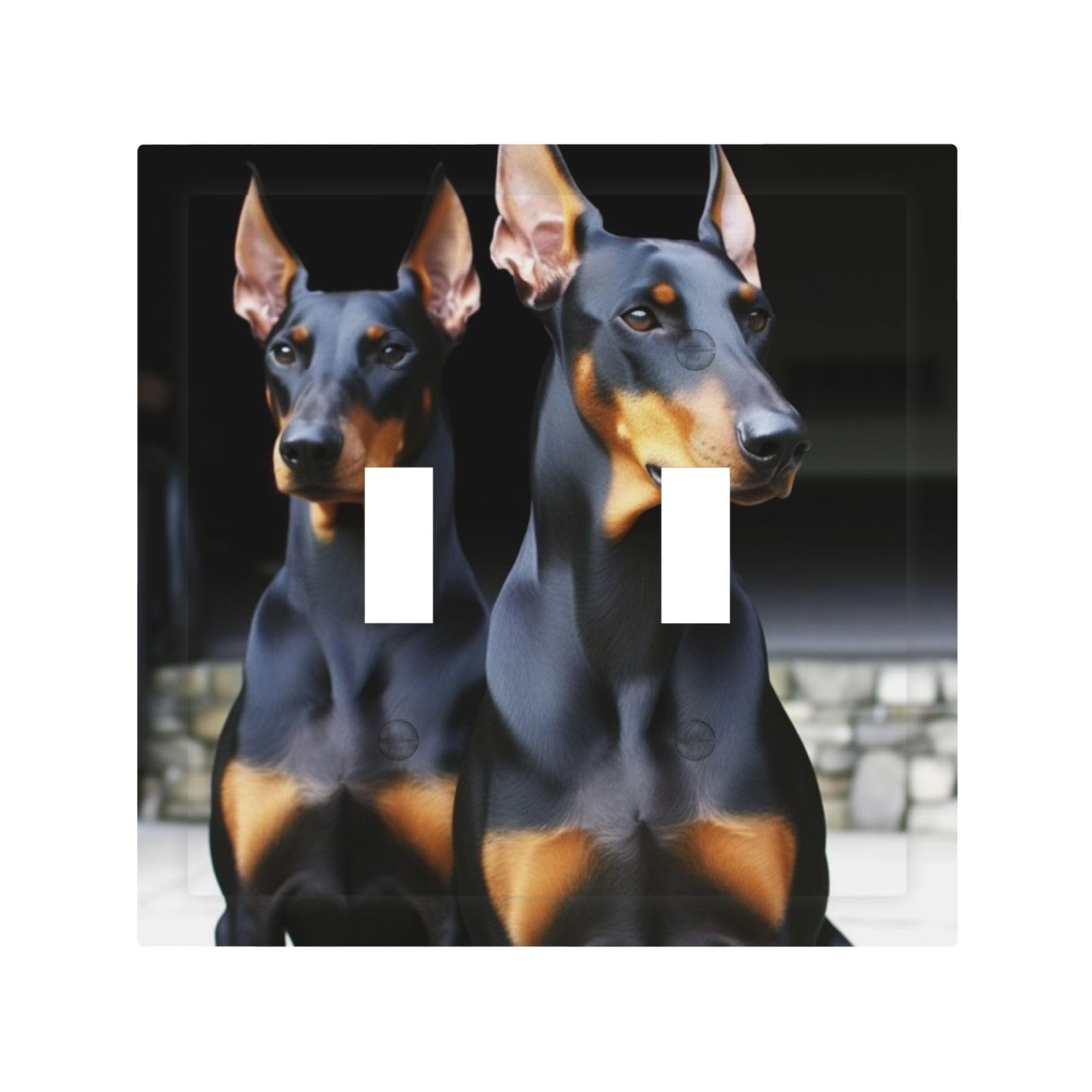 Decorator Double Toggle Light Switch Covers doberman Wall Plate 2-Gang Mid Size 5" x 4.9" Double Toggle Switch Wallplate Decorative 2 Gang Wall Switch Plate Covers