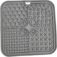 Tapete Lambe Lambe para Cães e Gatos, Brinquedo Interativo Antiansiedade, Estimulador de Alimentação Lenta, Silicone Verde (Cinza)