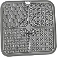 Tapete Lambe Lambe para Cães e Gatos, Brinquedo Interativo Antiansiedade, Estimulador de Alimentação Lenta, Silicone Verde (Cinza)