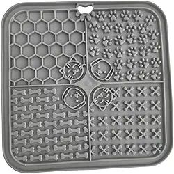 Tapete Lambe Lambe para Cães e Gatos, Brinquedo Interativo Antiansiedade, Estimulador de Alimentação Lenta, Silicone Verde (Cinza)