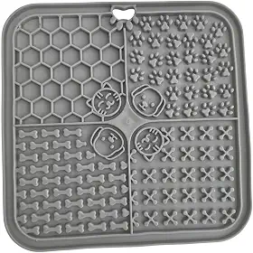 Tapete Lambe Lambe para Cães e Gatos, Brinquedo Interativo Antiansiedade, Estimulador de Alimentação Lenta, Silicone Verde (Cinza)