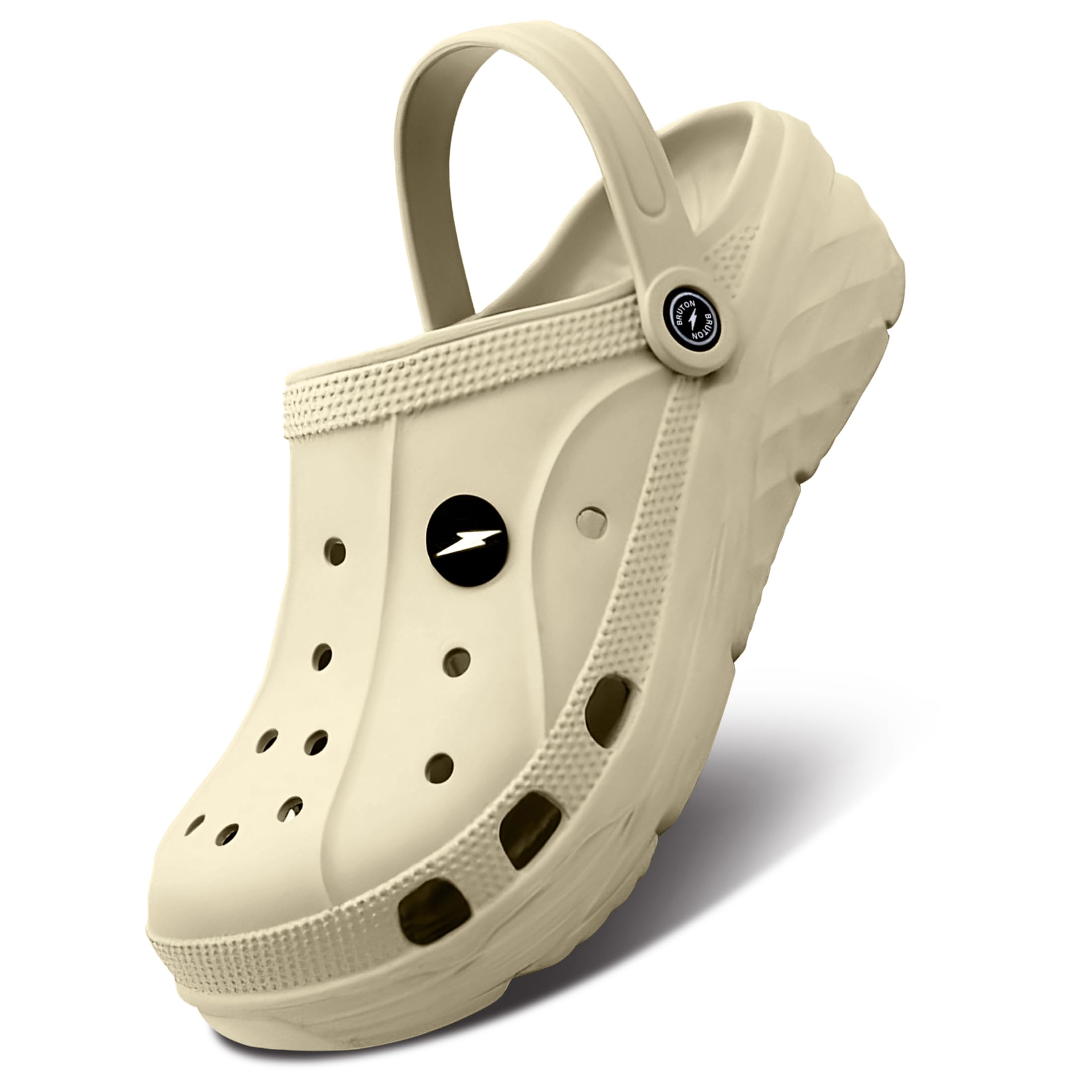 BRUTON Extra Soft Men's Classic Casual Sandals/Clogs Adjustable Back Strap | Lightweight & Comfortable | Stylish & Non-Slip | Waterproof & Everyday Mules for Men & Boys - UK 9 Cream