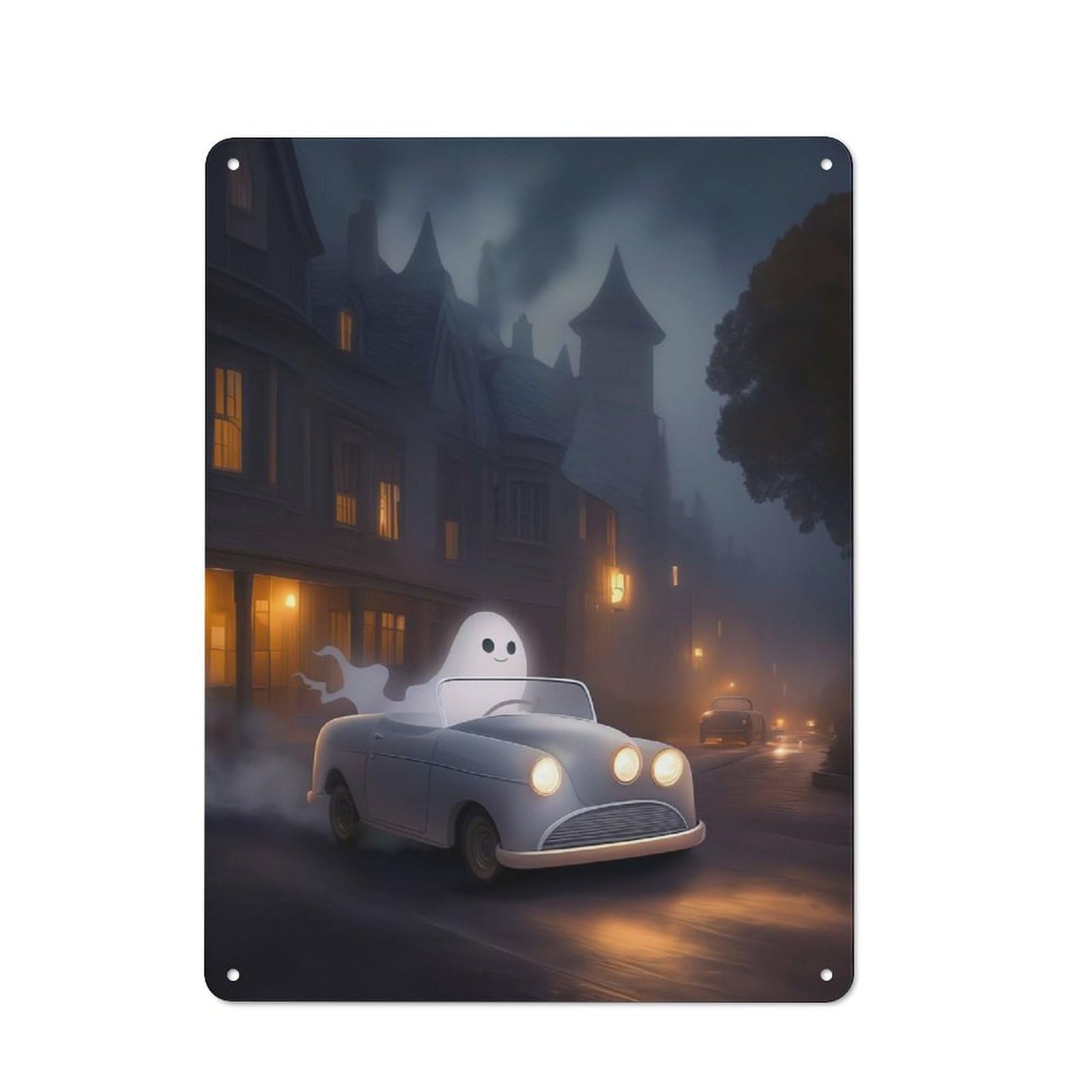 Junmoney Spooky Ghost Ride Rustic Metal Sign 40X30cm For Man Cave Or Games Room, For Vintage Wall Decor Fans, For Garage And Workshop Walls