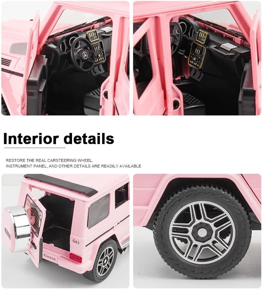 Image of Invite Enterprise Exclusive Alloy Metal Pull Back Die-Cast Car 1:24 Mrcedes Amg G63 G-Klessa Metal Pullback Toy Car With Openable Doors&Light,Music Boys Gifts Toys For Kids(1:24 G-Klessa-Pink)