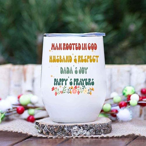Miniatura 5 de Humorous Gift Unique Man Of God Husband Dada Pappy Gifts, Christmas Present for a Grandfather - Prayers Quote on 12 Oz White Stainless Steel Wine