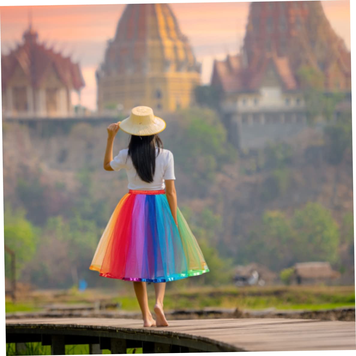 Gcroet Donne Arcobaleno a Strati Rainbow Gonna in Tulle Girl Girl Gonna Neon Abito Arcobaleno per Il Costume da Festa XL ..