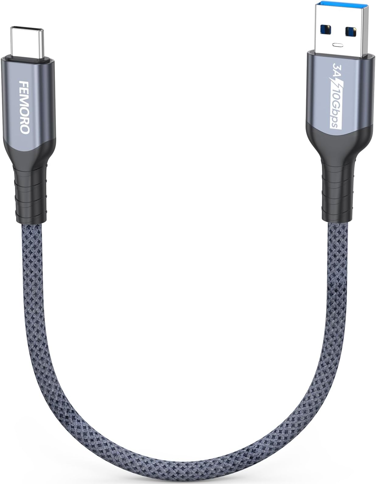 USB A to USB C Data Cable 1ft Short, 10Gbps Data Transfer 15W Charge USB 3.2 Gen 2 Type C Cord for Android Auto Carplay iPhone 17/16/15 Galaxy Series Sandisk Samsung Externel SSD iPad Laptop PC