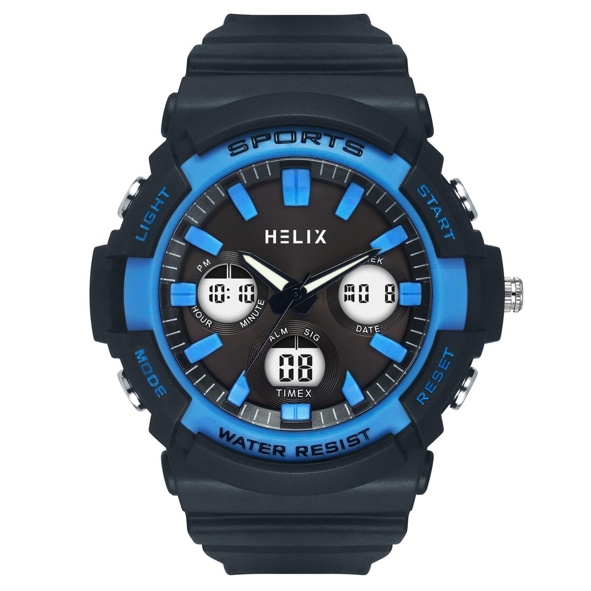 Helix By Timex Grey Round Analog-Digital Watches for Men | Quartz Movement Resin Bracelet Men Watches | Upto 50 m Water Resistance with Foldover Clasp Closure | Gift for Men TWESK4502T (B0D75W3686) Amazon Price History, Amazon Price Tracker