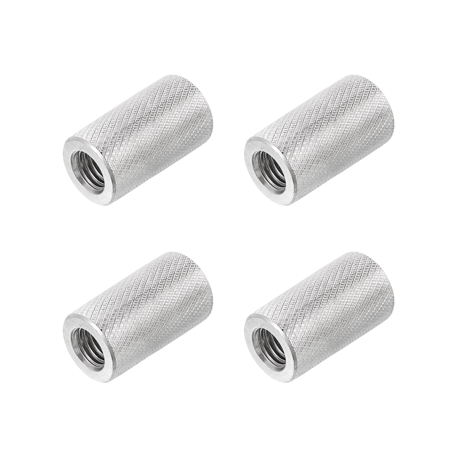 PATIKIL M10 Round Connector Nuts, 4 Pcs 0.63"OD x 1.18"H 304 Stainless Steel Round Knurled Thumb Coupling Nut Sleeve Threaded Rod Bar Stud Tube Hardware Fastener for Camera Lamp Bracket