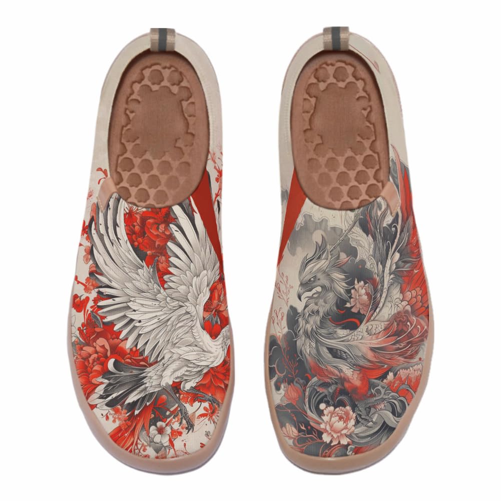 Onehorse Women's Painted Travel Shoes Breathable Knitted Mesh Loafers Slip-On Lightweight Fashion Sneakers