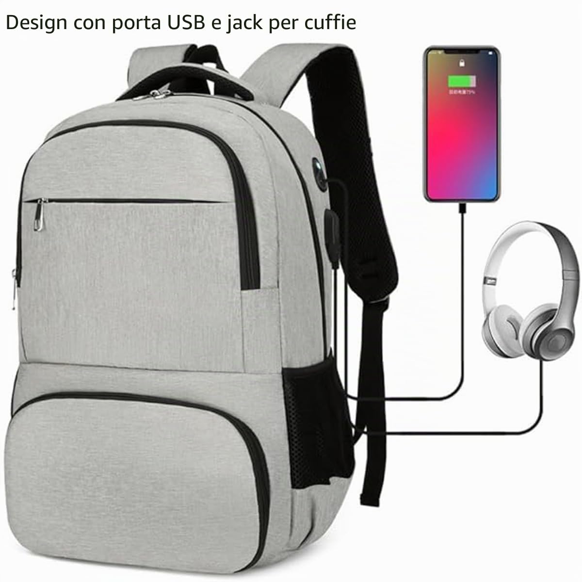 Zaino Termico per Pranzo da Uomo,Zaino Porta PC Porta Pranzo Termico con Scomparto Pranzo Isolato, Zaini da Viaggio con Porta USB,Impermeabile Borsa Termica Porta Pranzo Picnic