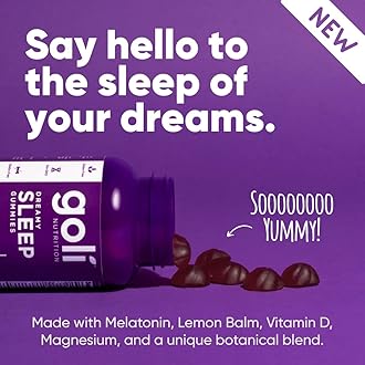 Goli Dreamy Sleep Gummy - 60 Count (Pack of 2) - Melatonin, Vitamin D, Magnesium, and Lemon Balm Extract - Gelatin-Free, Gluten-Free, Vegan & Non-GMO