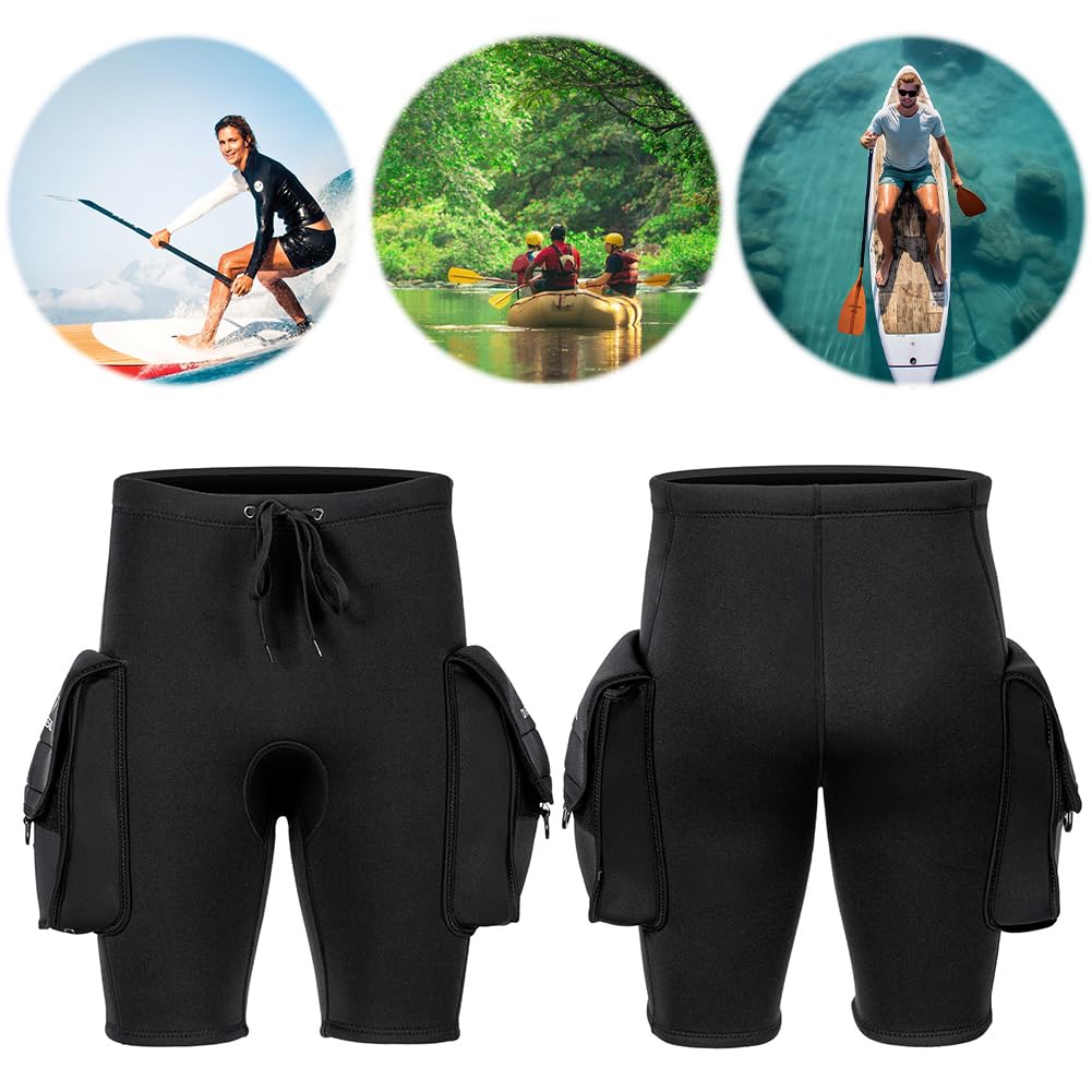 Neoprene Tech Shorts 3 mm 3 mm z 2 dużymi kieszeniami do nurkowania - spodnie neoprenowe - krótki kombinezon neoprenowy do pływania, surfowania, snorkelingu