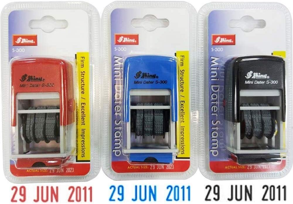 Amazon Com Shiny Self Inking Rubber Date Stamp S 300 Red Ink 42510 R Business Stamps Office Products