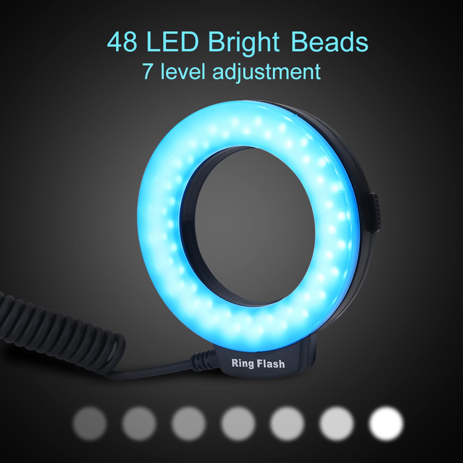 Zestaw Pierścieni Adaptera Obiektywu z 48 Diodami LED do Lustrzanki CanonFuji, Przenośny, 3 Tryby, Wysokiej Jakości światło LED, 7 Poziomów Regulowanej Jasności, Montowana