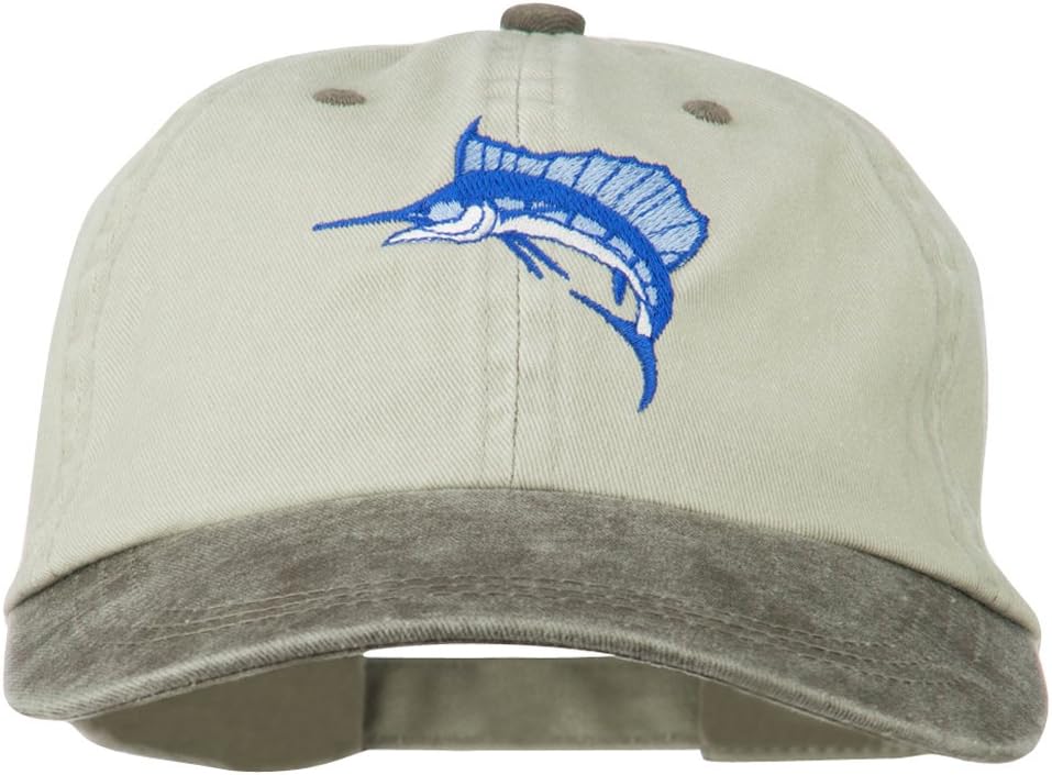 e4Hats.com Sailfish Embroidered Two Toned Washed Cap
