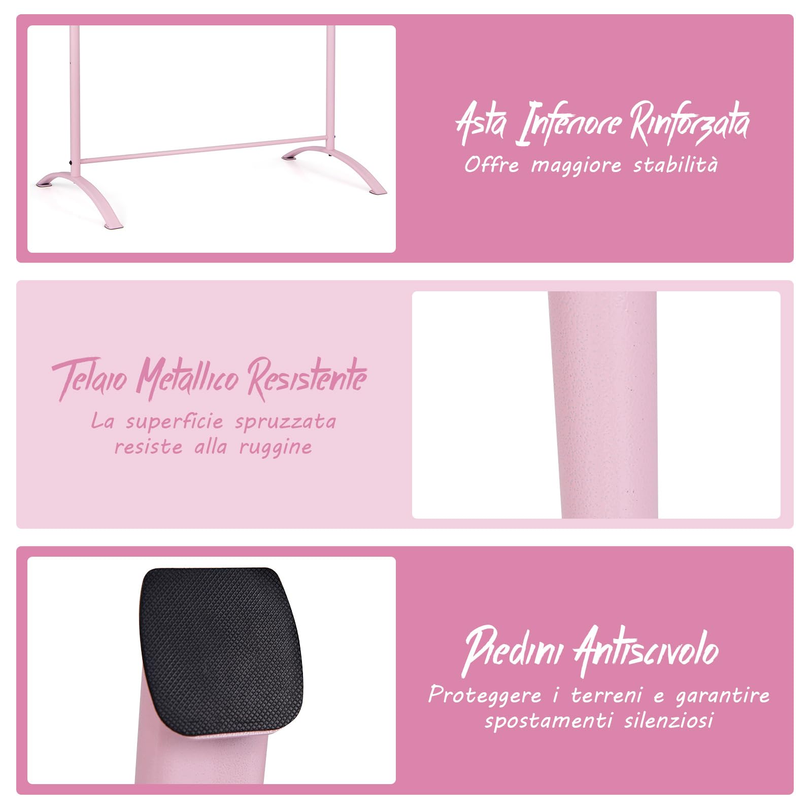 COSTWAY Sbarra Danza Classica Portatile per Bambini ed Adulti, Barra per Balletto Regolabile in Altezza per Stretching, Danza Classica e Allenamento, Ideale per Palestra e Casa