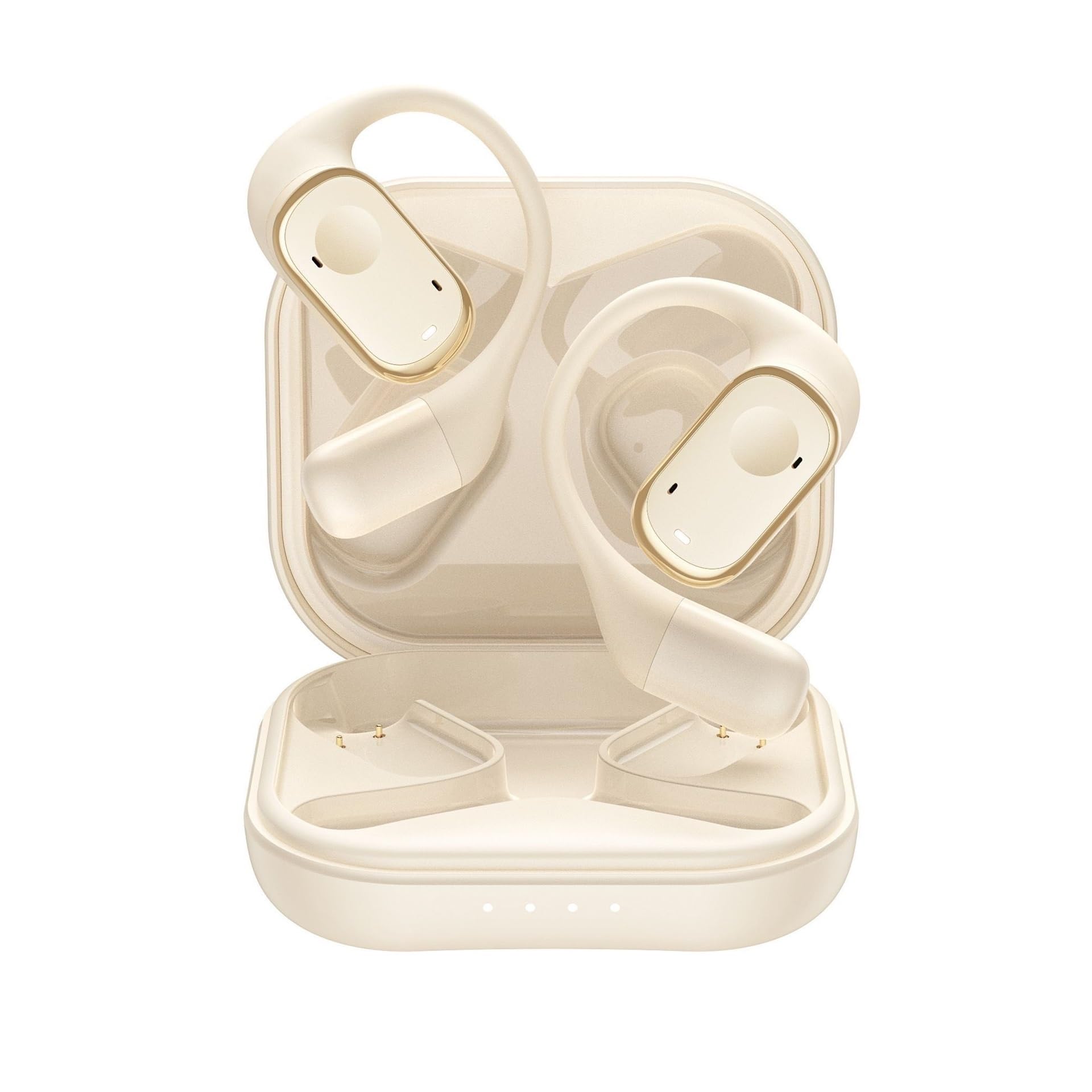 Cuffie con comfort stabile e suono ad alta risoluzione Bassi puri Boost Auricolari Bluetooth 5.3 Cuffie for lo sport(Ivory)