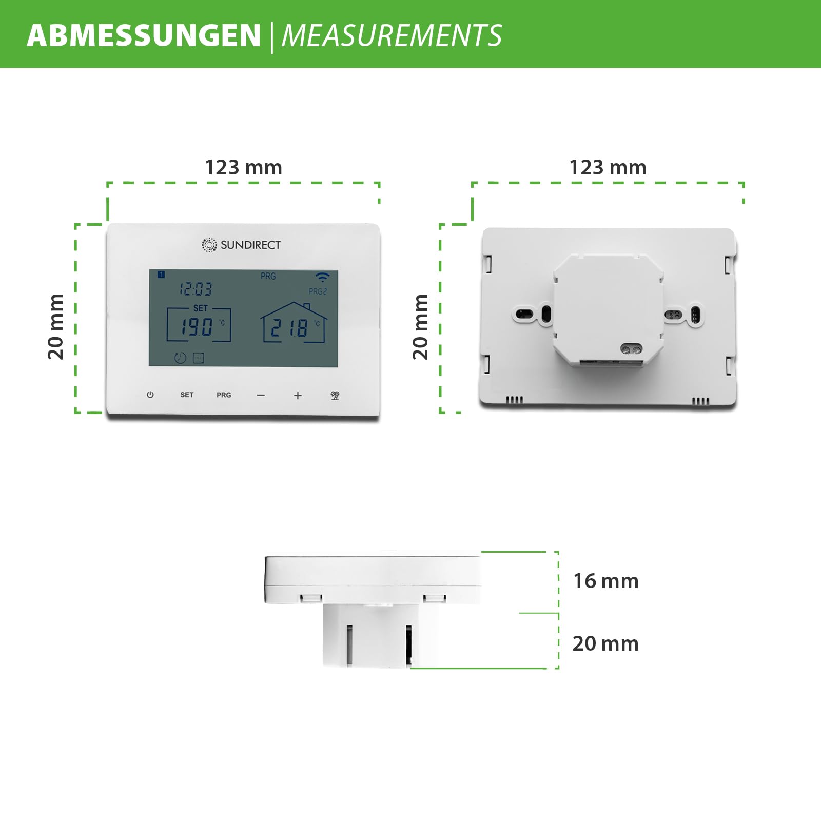SunDirect Smart2.0 Pro – Termostato inalámbrico – WiFi – Termostato inteligente – Pantalla táctil APP Control de pared empotrado