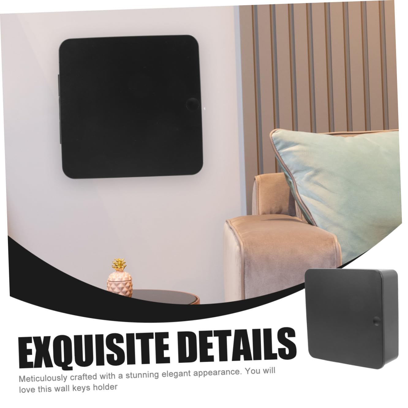 Portachiavi da Parete in Plastica Stile Moderno, Appendichiavi Magnetico senza Foratura, Porta Chiavi Elegante per Ingresso e Casa, Organizer da Muro Nero
