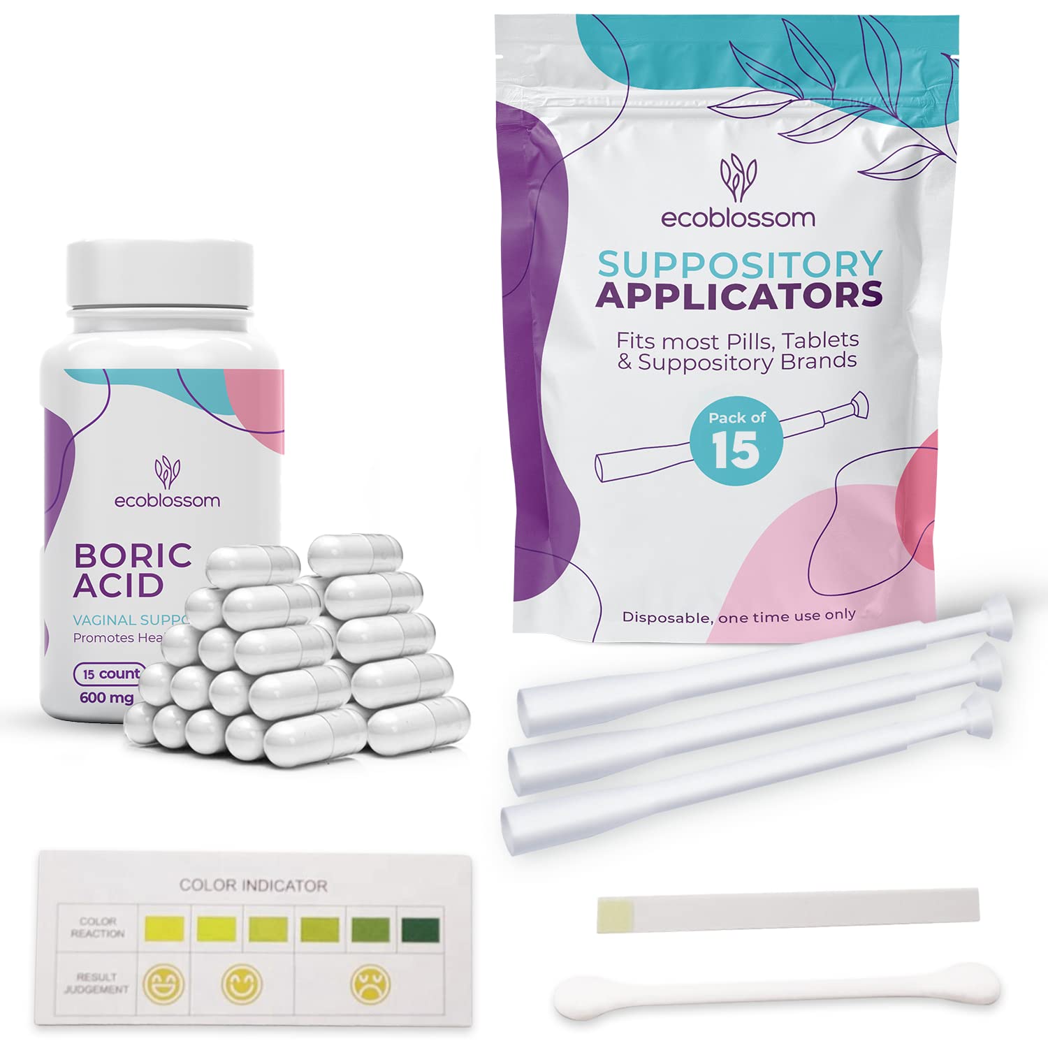 Buy EcoBlossom Boric Suppositories for Women 600mg (15 Count